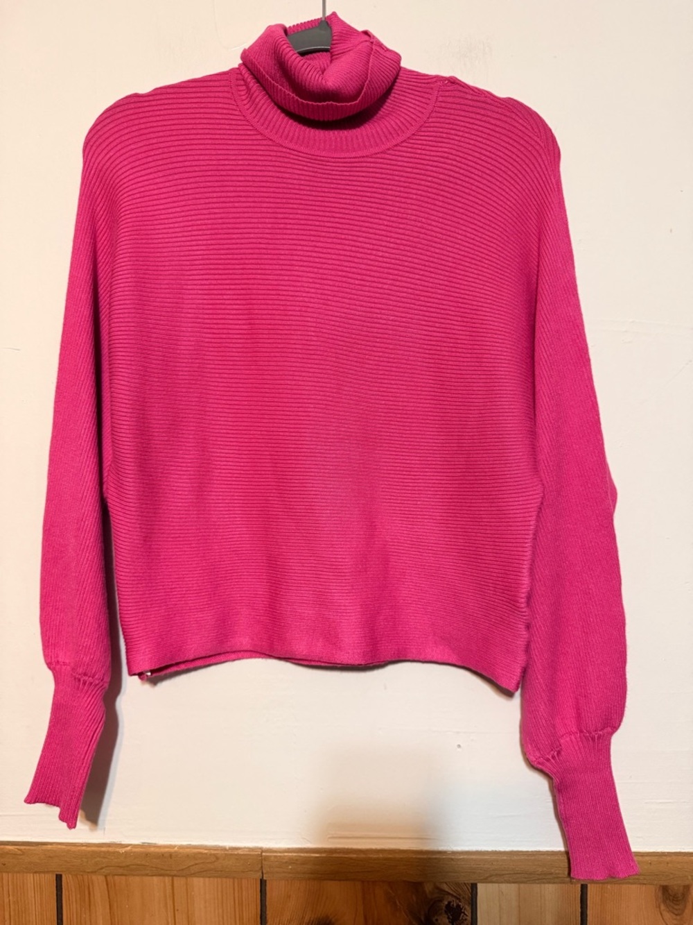 Pink Rose Bright Pink Ribbed Turtleneck Sweater